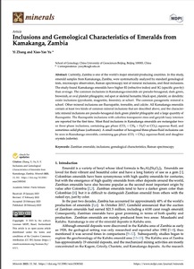 Inclusions and gemological characteristics of emeralds from Kamakanga, Zambia